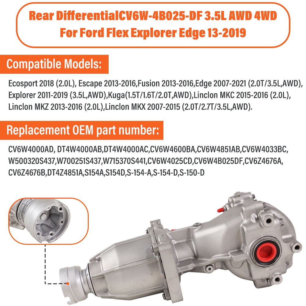 Rear Differential For 2013-2019 Ford Flex Explorer Edge 4wd Awd CV6W ...