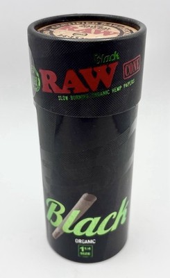 RAW Cones Organic Black King Size | 50 Pack | Natural Pre Rolled Rolling Paper