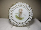 VINTAGE MILK GLASS PLATE EASTER GREETING CHICK in DRESS