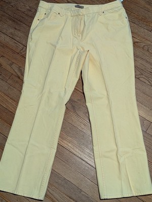 Macy s I.E Straight Leg Pants Yellow 100% Cotton Women Plus 20W NWT Vintage Y2K