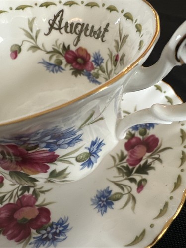 Vtg Royal Albert Bone China Teacup/Saucer Aug. Poppy Flower Of The Month-England - Picture 7 of 10