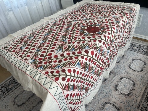Antique Vintage Uzbek Embroidery Suzani Bed Cover Table Cloth Throw172x149cm 18 - Picture 18 of 18