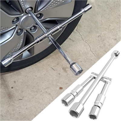 14-Inch Foldable 4 Way Lug Wrench(17,19,21,23Mm),Cross Lug Nut Removal Tool/Tire