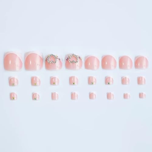 Punta Francesa Blanca Prensa en Uñas Cuadradas Uñas Falsas Corazón Corazones Falsos - Imagen 2 de 6