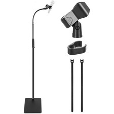 Pyle Square Base Gooseneck Mic Stand w/Mic Clip - Height Adjustable, 49" to 76  