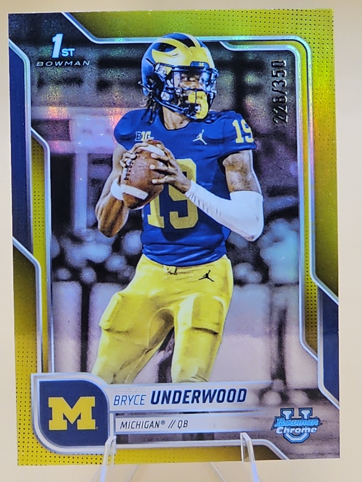 Bryce Underwood 2025 Bowman University Chrome #196 - Yellow Refractor #/350