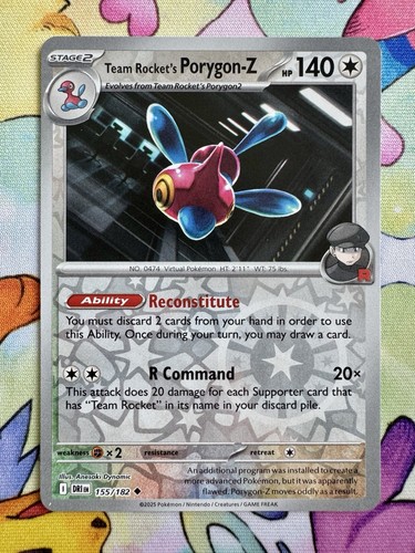 Team Rocket's Porygon-Z 155/182 Sv10: Destined Rivals Reverse Holo