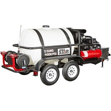 NorthStar Hot Water Commercial Pressure Washer Trailer with 2 Wands, 4000 PSI,