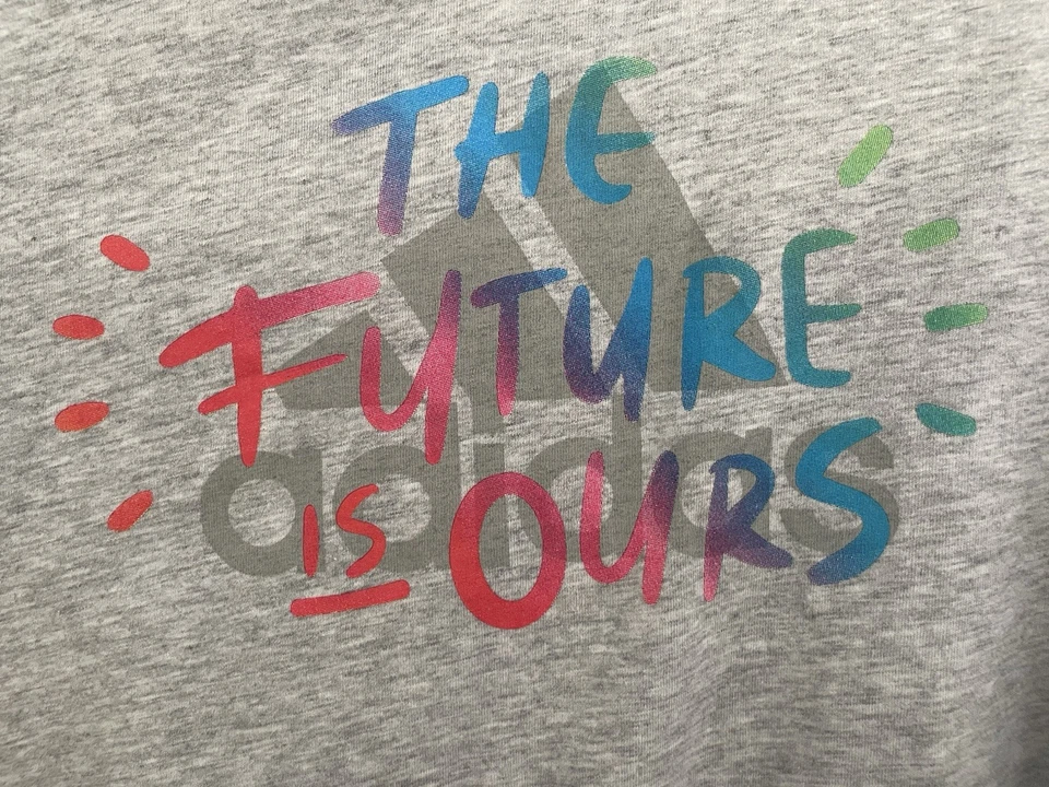 Adidas Niños Niñas El Futuro Es Nuestro Logo Mezcla de Algodón Camisa Manga Larga Gris L Foto 3 de 4