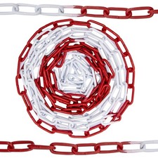 Absperrkette Metall Rot-Wei&szlig; 10 m Warnkette 5 mm mit Karabiner_Signalkette Top