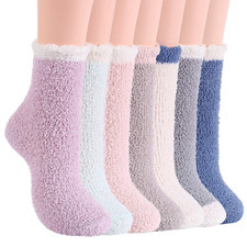 WOMENS WINTER SOCKS 7 Pairs Fuzzy Cozy Fluffy Polyester