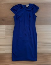 Calvin Klein Size 8 Ultramarine Blue Crepe Cap Sleeve Womens Sheath Dress