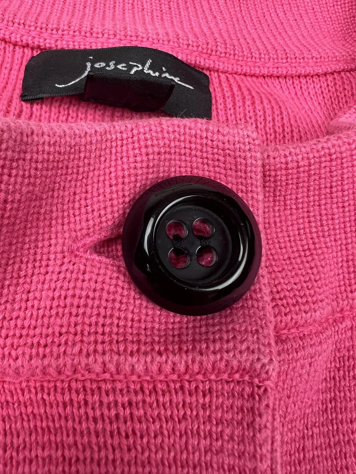 Josephine Suéter Mujer XL Rosa Botón Frontal Algodón Manga 3/4 Cárdigan Recortado Foto 3 de 4