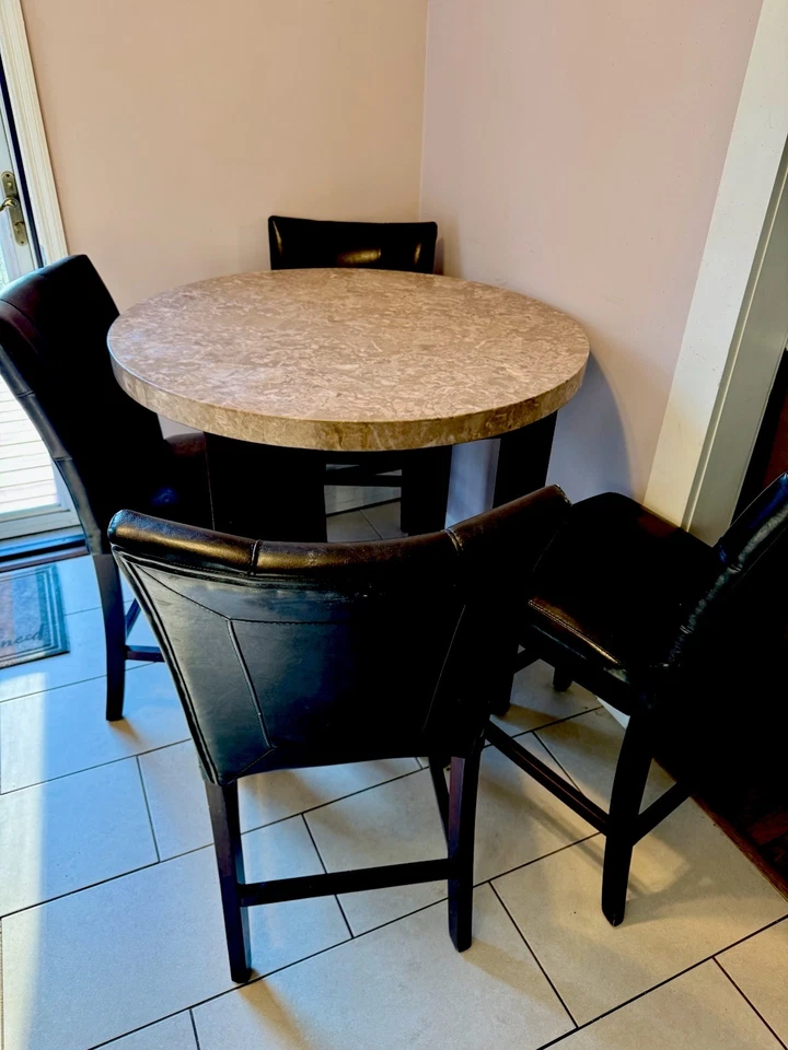 Dining Room 5 Piece Table with 4 Chairs High Set Used Condition good - Image 2 of 4