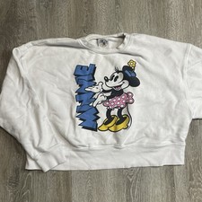 Disney Mickey Co Minnie Mouse White Sweatshirt Size Medium Vintage Stained