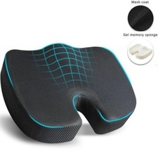 Seat Cushion Memory Foam Chair Pad for Back Tailbone Pain Relief Black