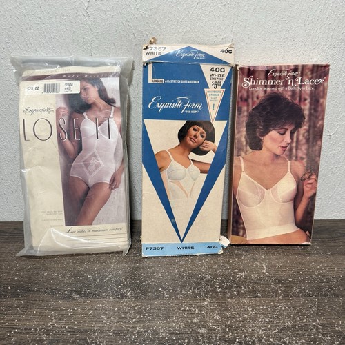 1970s Vtg NIB Exquisite Form White 3/4 Longline Bra/Body Brief Lot of 3- READ