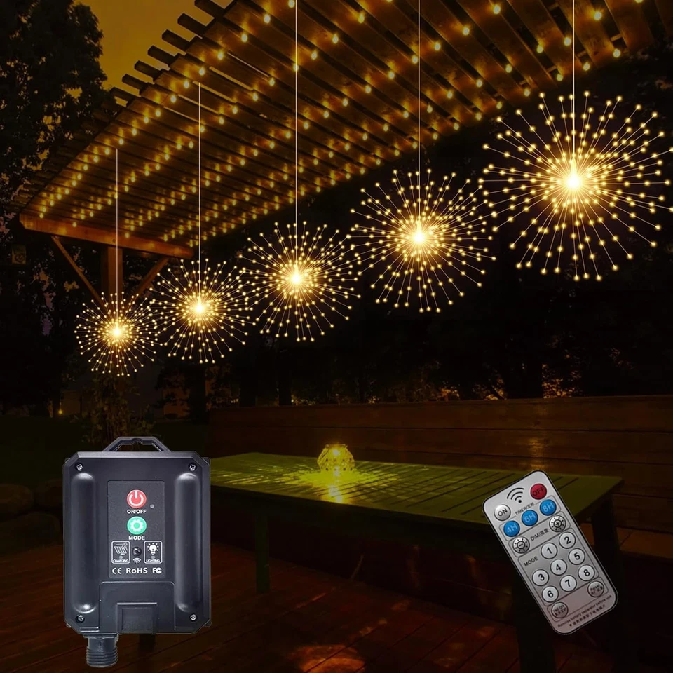 Solar Starburst Sphere Lights - 5 Pcs, Timer, Firework Light - Image 3 of 4