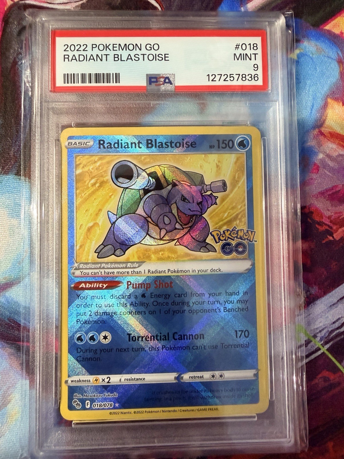 Pokemon 2022 Radiant Blastoise Holo PSA 9 Mint Card 018/078 Pokémon Go
