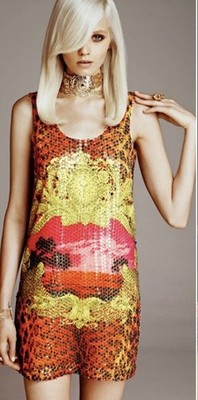 Versace for H&M 2011 Sequined Leopard Sunset Mini Dress SZ 6, Flawless