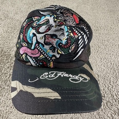 帽子 ED HARDY mesh cap Ed Hardy Hat Cap Snap Back Camouflage Mesh Trucker Embroidered