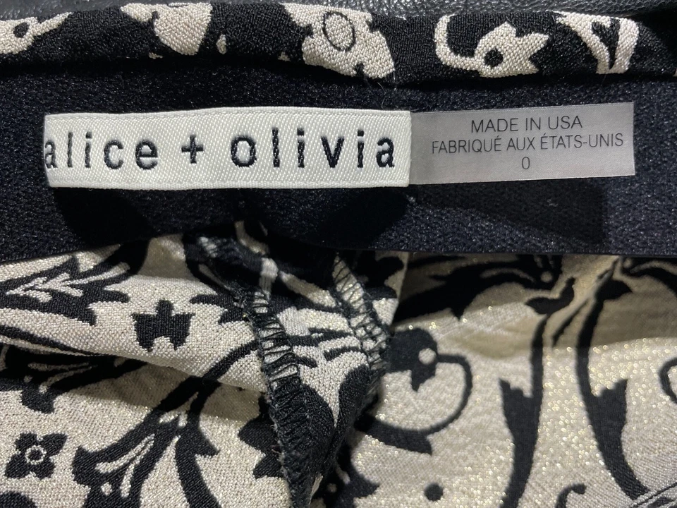 Alice + Olivia Mujer Royce Cremallera Lateral Damasco Jacquard Leggings Vestido Pantalones Talla 0 Foto 4 de 4