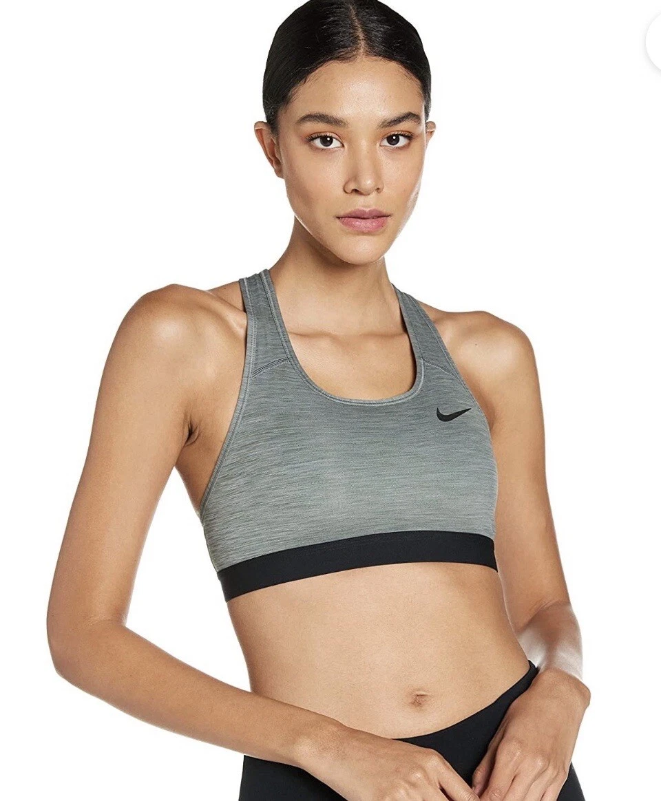 Nike Dri-Fit Swoosh Medium Support Sports Bra BV3900-084 Gray Size S