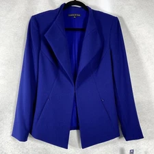 Preston & York  Jacket Women’s 10 Blue Blazer Long Sleeves Zip Pocket NWT