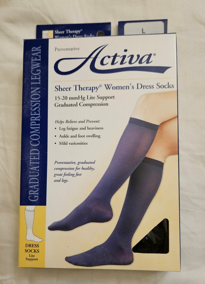 Activa Women's Dress Compression Socks Black 1520 mmHg Sheer Therapy Lite Sz L eBay