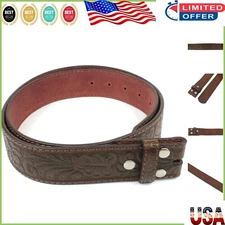 Versatile Brown Leather Belt with Interchangeable Buckle - Size Small 28-30