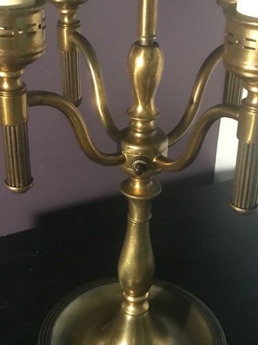 Vintage Brass 4 Candle Bouilette Lamp & Shade - Picture 5 of 11
