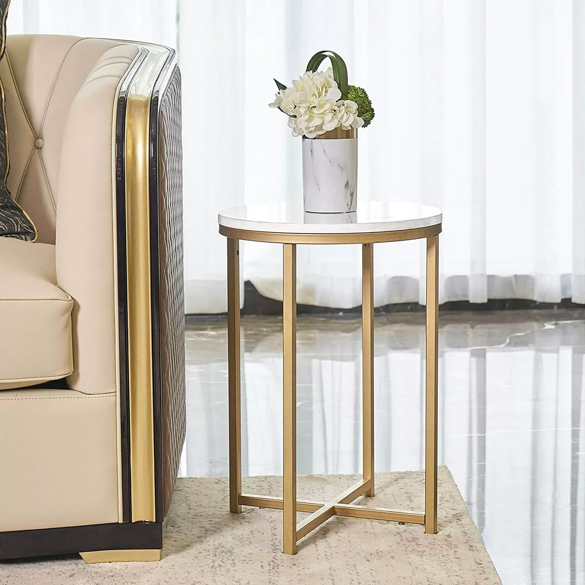 Small round gold end sales table