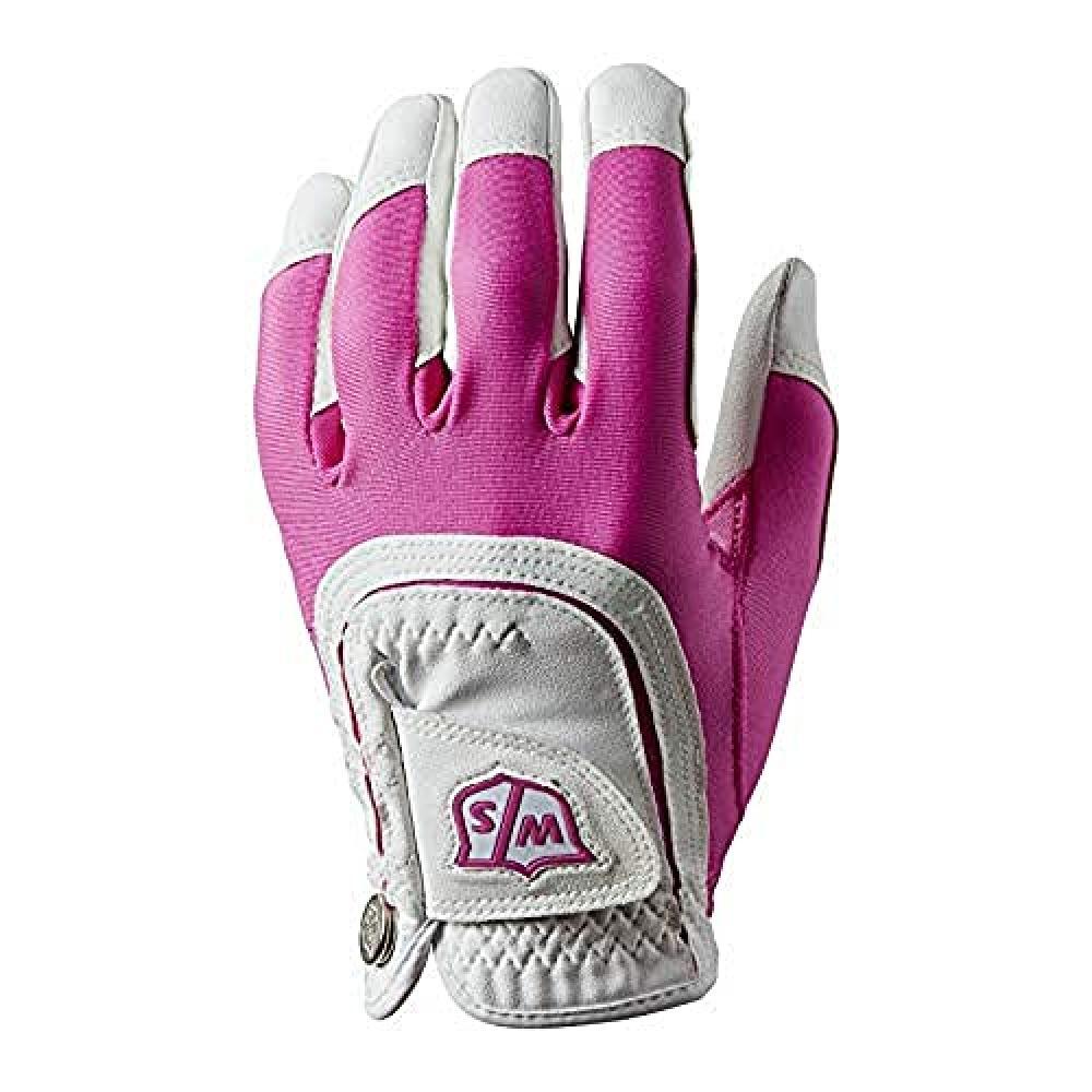 (TG. One size) Wilson W/S Fit all LLH PKWH, Guanti da Golf Donna, Pink/White, On
