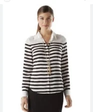 WHITE HOUSE BLACK MARKET Movie Reel Stripe Black And White Blouse Size 12