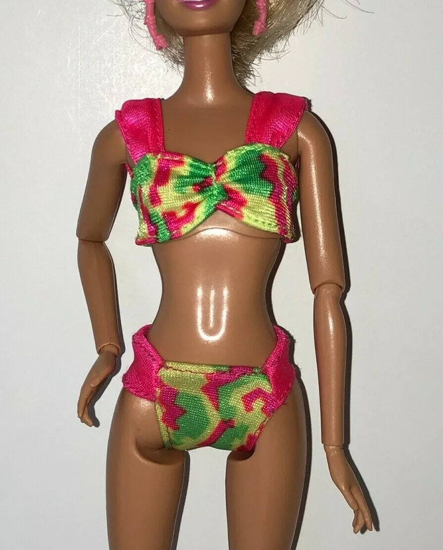 Barbie Bikini Swimsuit Bathing Suit Hot Pink Neon Green Yellow