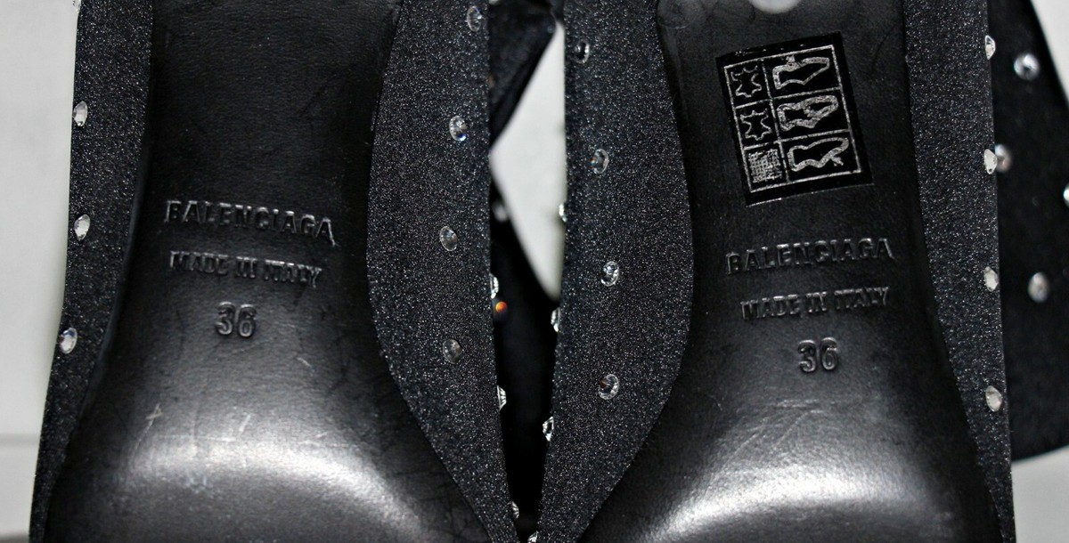 Balenciaga Knife 80 Crystal-embellished Black Satin Sock