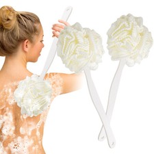 2pcs Loofah Back Scrubber for Shower, Long Handle Bath Body Back Brush for Women