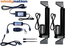 WindyNation 2pcs 12V Linear Actuator + Power Supply + Remote Control + Brackets
