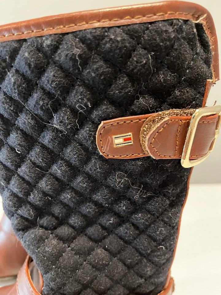 Tommy Hilfiger Niñas Andrea Ecuestre Botas Acolchadas Negro y Marrón Talla 7 Foto 4 de 4