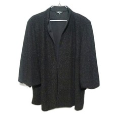 MISOOK Sparkled Clasp Front Balloon Sleeve Jacket - Black XL