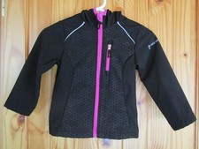 Free Country Girls Medium 5 / 6 Black  Faux Fur Pink Hood Zip Jacket Coat EUC 