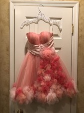 Sherri Hill Pink Tulle Strapless Cocktail Pageant Dress - Size 0