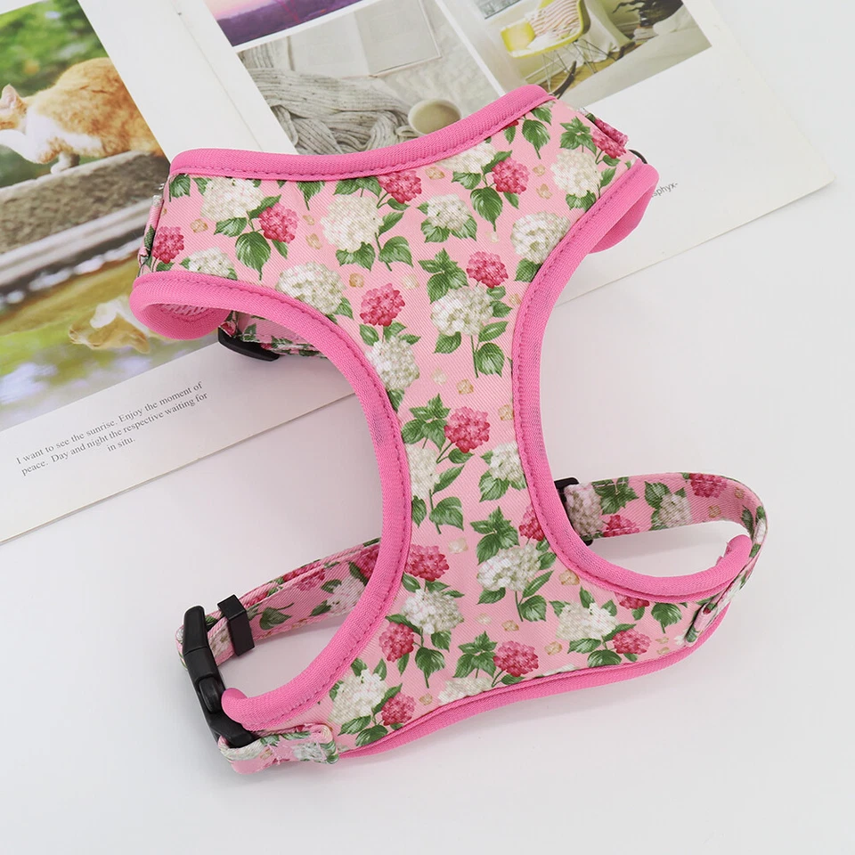 Floral Dog Harness Mesh Padded Walking Vest French Bulldog Beautiful Flower XS-L - Image 2 of 4