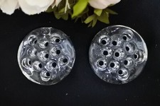 Set of 2 Vintage Glass Flower Frog Holders 11 Holes Floral Arrangement Tools