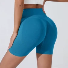 S M L Peach Hip Lifting Sports Shorts High Waist Belly Slimming Running Wear NEW
