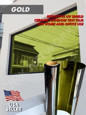 One Way Mirror Reflective Color UV Window Tint Film Home and Office (Gold)