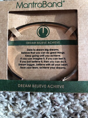 Mantraband DREAM BELIEVE ACHIEVE Cuff Bracelet NWT Rose Gold Inspirational