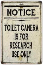Bathroom Sign Restroom Toilet Camera is For Research Vintage Look 108120020238