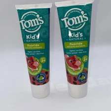 2 Toms of Maine Kids Natural Flouride Toothpaste Watermelon Wiggle  5.1oz Ea