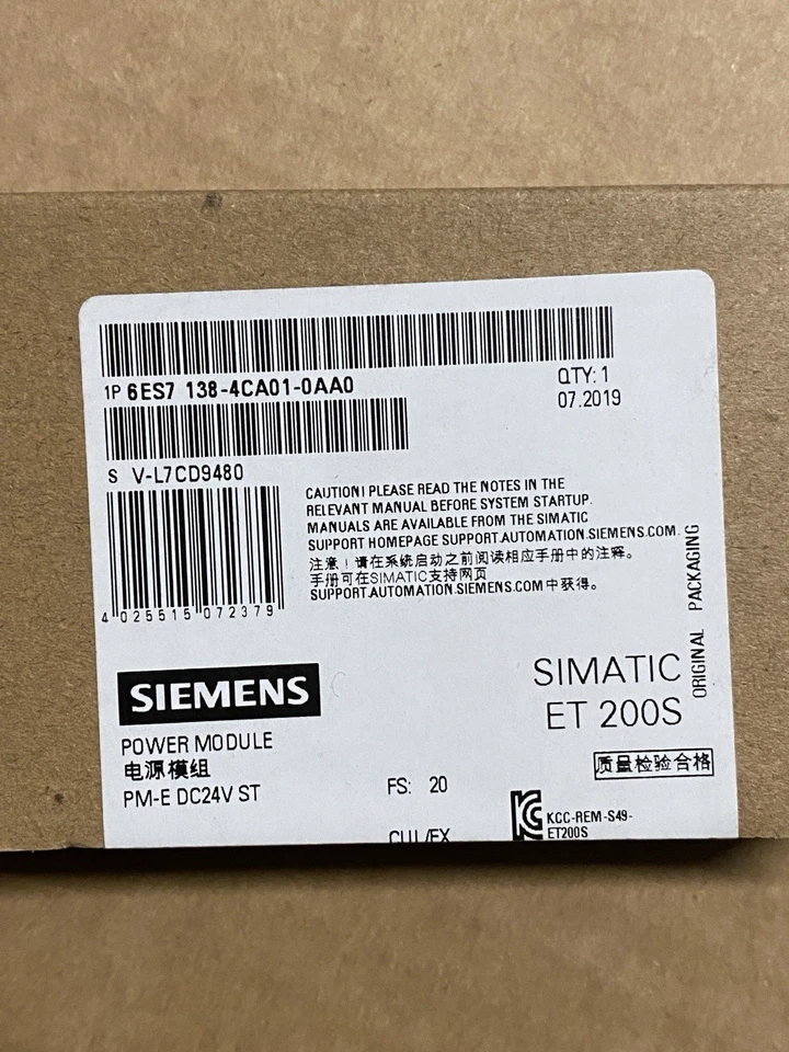Siemens 6es7 138-4ca01-0aa0 Simatic Et200s Puissance Module